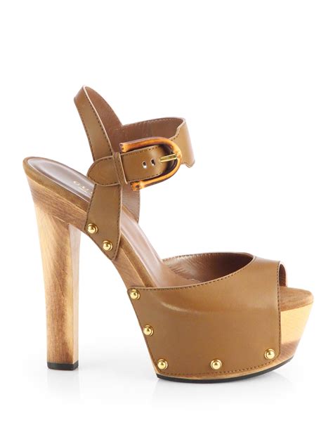 gucci wooden platform sandals